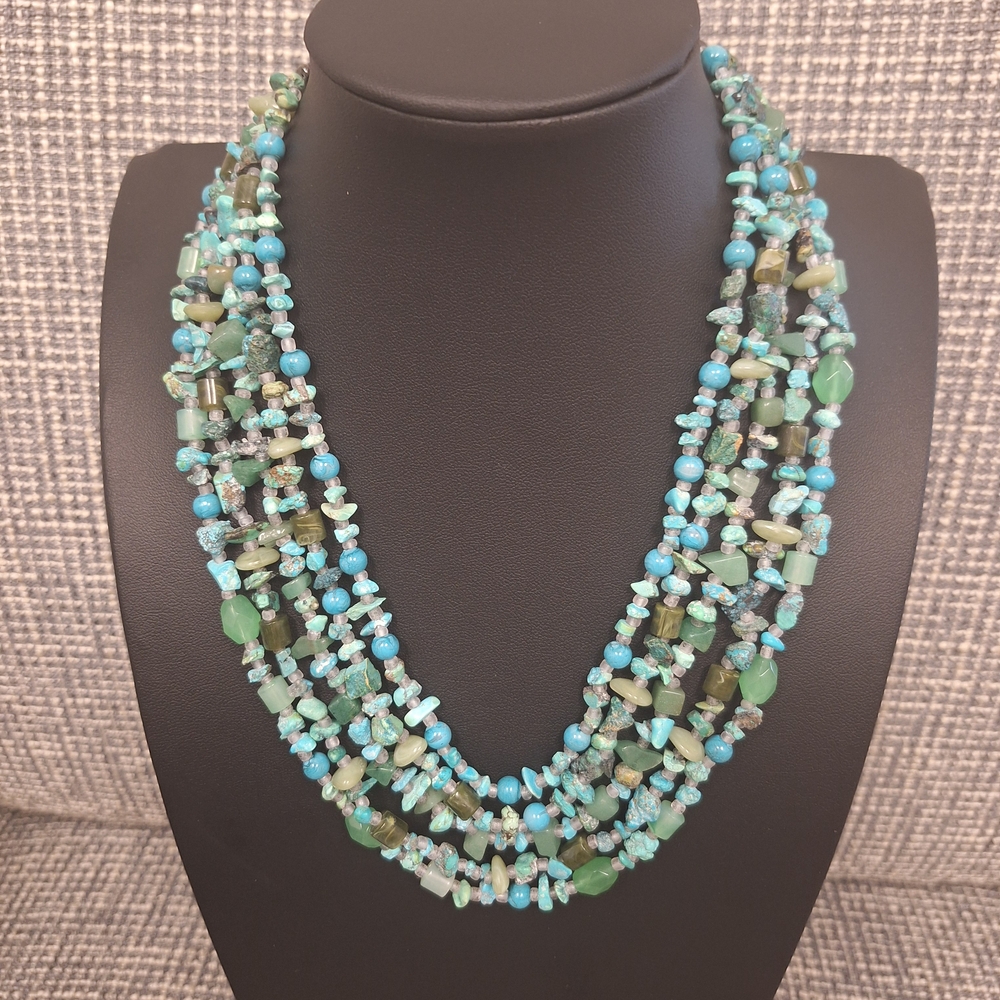 Monet Turquoise and Green Multi-Strand Necklace